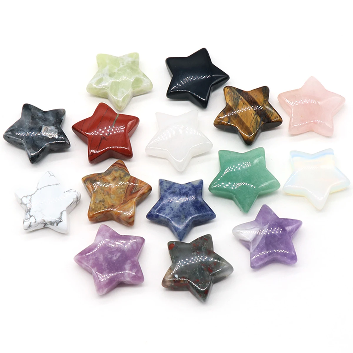 1 PC Star Statue Natural Crystal Onyx Bare Stone Meditation Healing Reiki Gems Gift Collection Home Decor Decorations 30x30mm