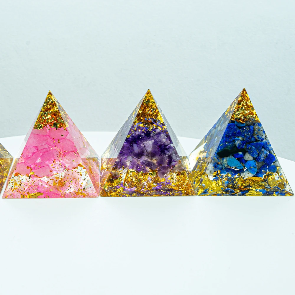 1.18in Natural Crystal Pyramid Energy Generator Quartz Amethyst Reiki Healing Crystal Chakra Pyramid Meditation Tool Home Decor