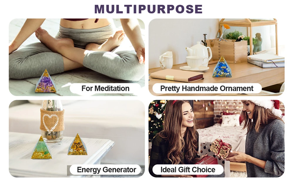 1.18in Natural Crystal Pyramid Energy Generator Quartz Amethyst Reiki Healing Crystal Chakra Pyramid Meditation Tool Home Decor