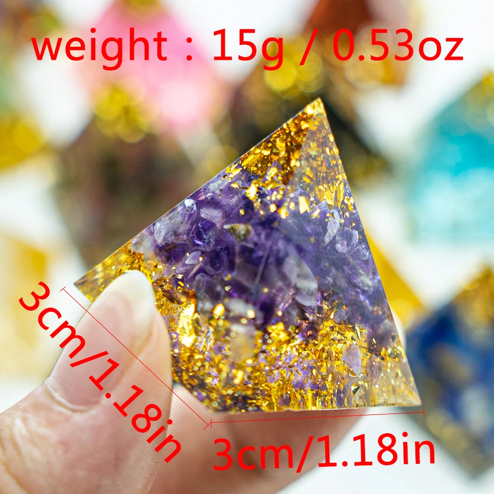 1.18in Natural Crystal Pyramid Energy Generator Quartz Amethyst Reiki Healing Crystal Chakra Pyramid Meditation Tool Home Decor