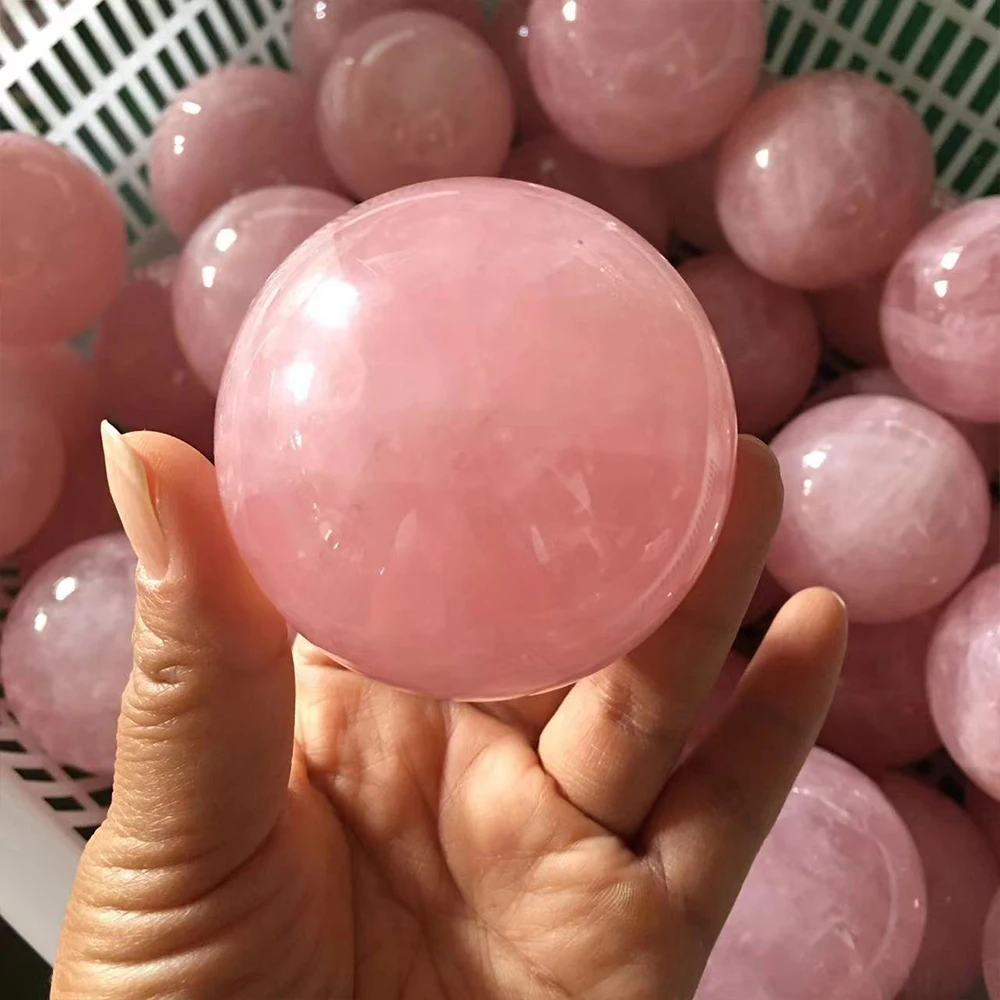 Natural Pink Crystal Ball Rose Quartz Massage Ball Polished Exquisite Room Decoration Pink Crystal Ball Souvenir Gift
