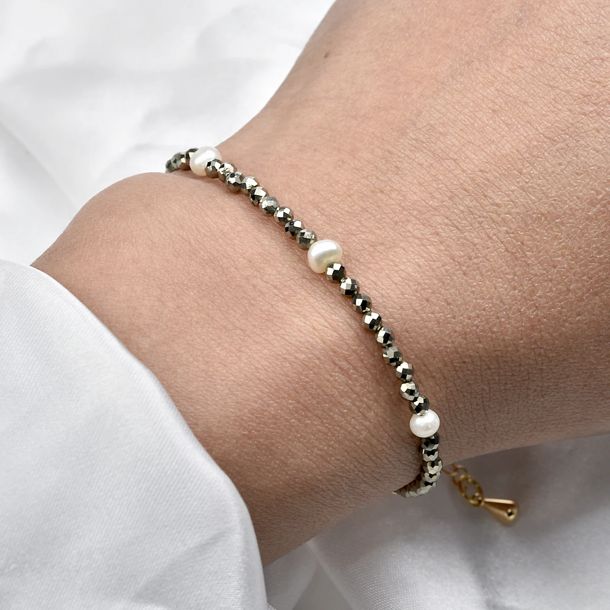 3mm Dainty Pyrite Chain Bracelet for Women Irregular Freshwater Pearls Crystal 14k Gold Plated Copper Energy Health Jewellery 3mm Dainty Pyrite Chain Bracelet for Women Irregular Freshwater Pearls Crystal 14k Gold Plated Copper Energy Health Jewellery