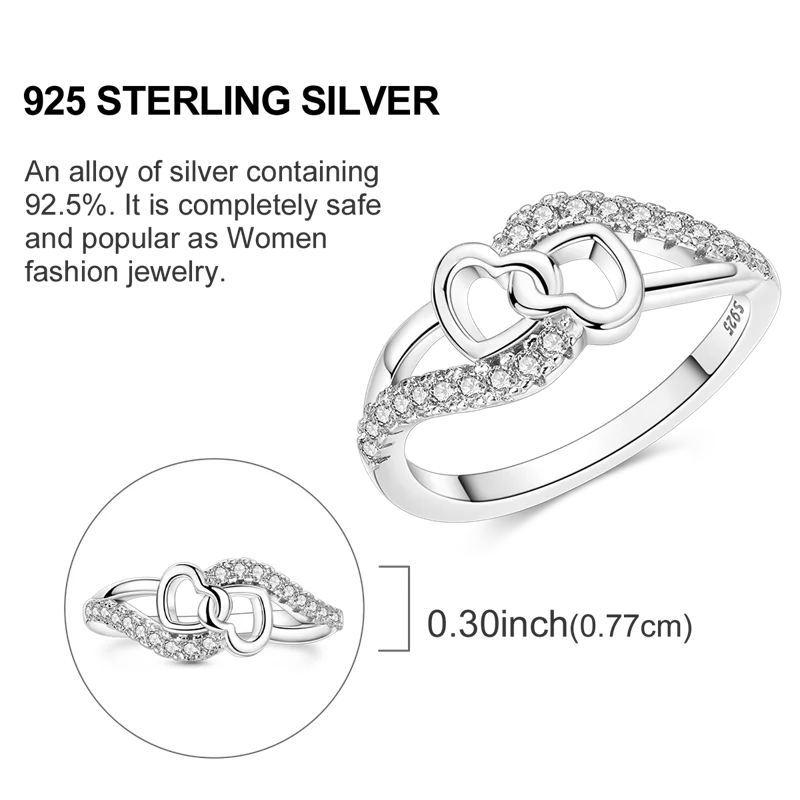 Original 925 Sterling Silver Women Rings 2025 Sparking Zirconium Ring LOVE Wedding Rings For Engagement Jewelry Anniversary Gift