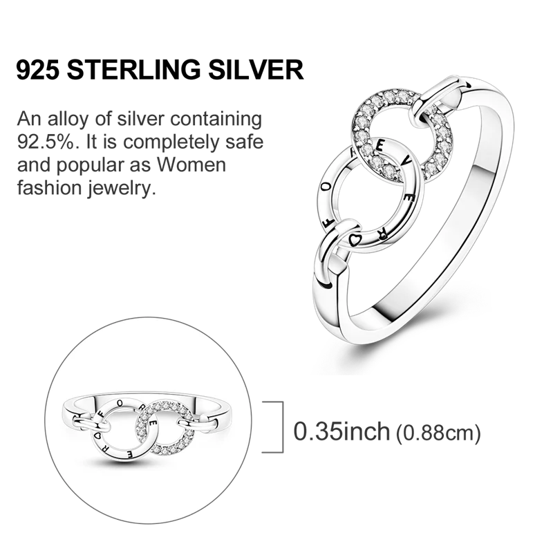 Original 925 Sterling Silver Women Rings 2025 Sparking Zirconium Ring LOVE Wedding Rings For Engagement Jewelry Anniversary Gift