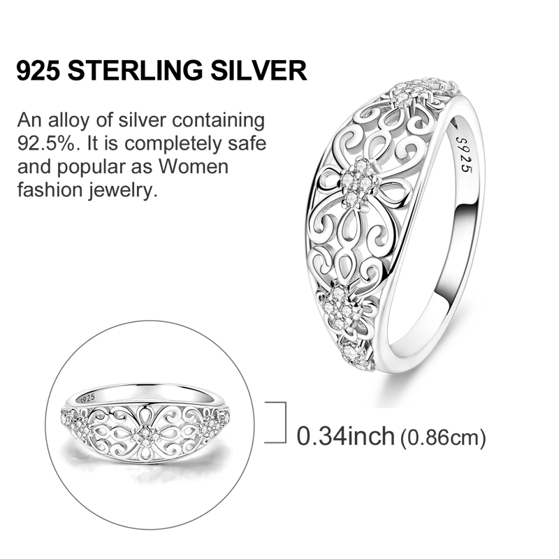Original 925 Sterling Silver Women Rings 2025 Sparking Zirconium Ring LOVE Wedding Rings For Engagement Jewelry Anniversary Gift