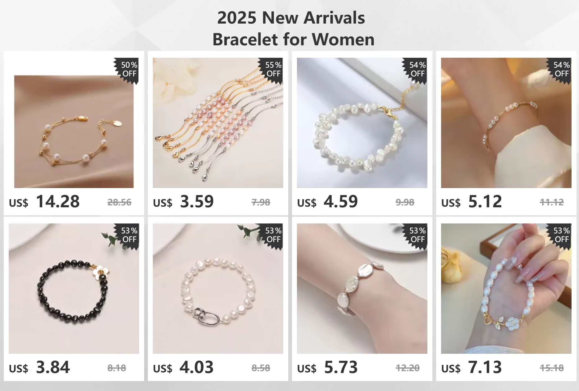 Dainashi 4-5mm Rice Shape Freshwater Pearl Bracelet for Women 16cm 18cm 20cm Adjustable 925 Sterling Silver Bracelet 2025 New