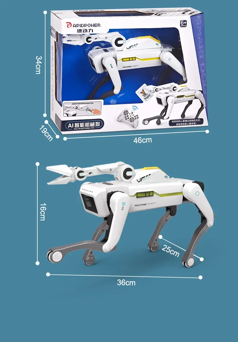 Teeggi Electric RC Intelligent Robot Dog Multifunction RC Mechanical Dog with turret Educational Toy Bionic Smart Robot Toy Gift