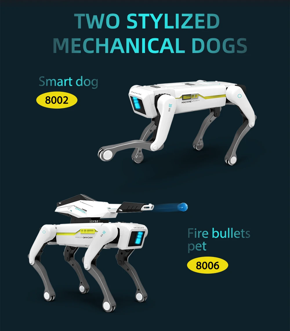 Teeggi Electric RC Intelligent Robot Dog Multifunction RC Mechanical Dog with turret Educational Toy Bionic Smart Robot Toy Gift