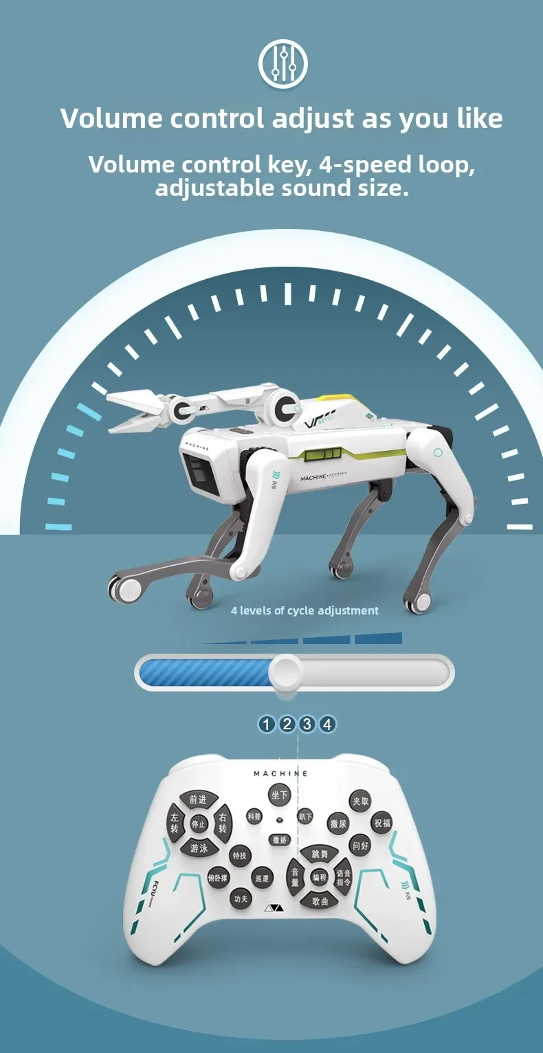 Teeggi Electric RC Intelligent Robot Dog Multifunction RC Mechanical Dog with turret Educational Toy Bionic Smart Robot Toy Gift