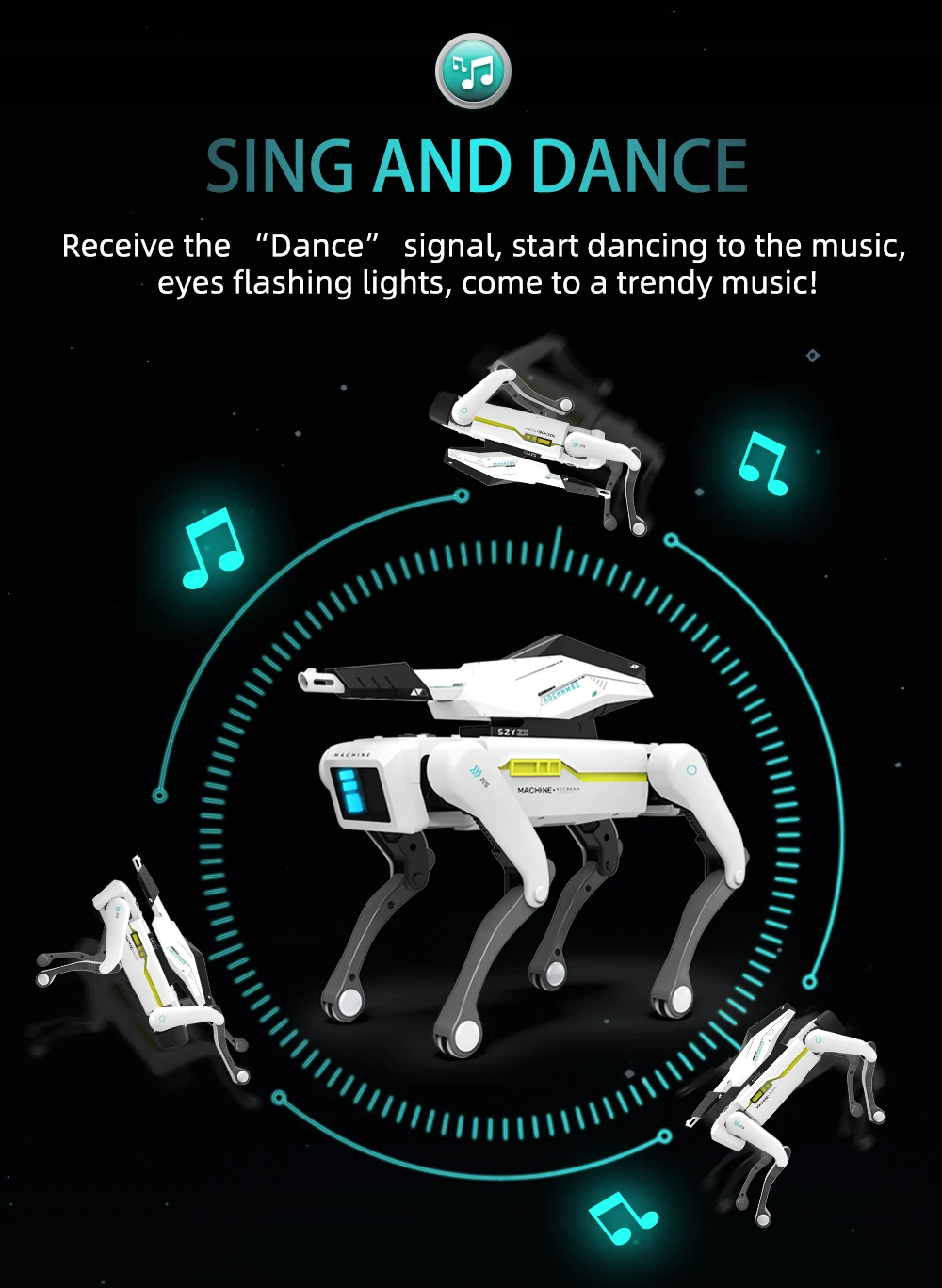 Teeggi Electric RC Intelligent Robot Dog Multifunction RC Mechanical Dog with turret Educational Toy Bionic Smart Robot Toy Gift