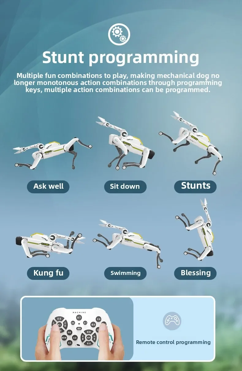 Teeggi Electric RC Intelligent Robot Dog Multifunction RC Mechanical Dog with turret Educational Toy Bionic Smart Robot Toy Gift