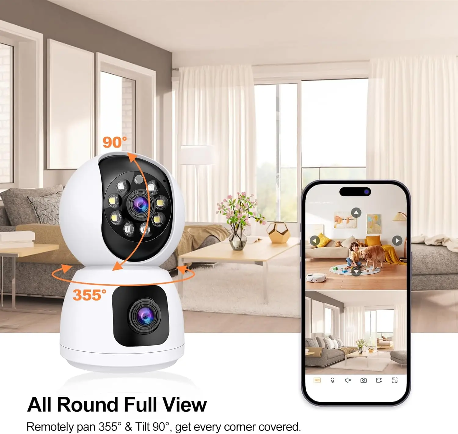 8MP Dual Lens 5G WIFI Camera Tuya Smart PTZ 4K HD Dual Screen Auto Tracking Indoor Wireless Security Video Surveillance Cameras
