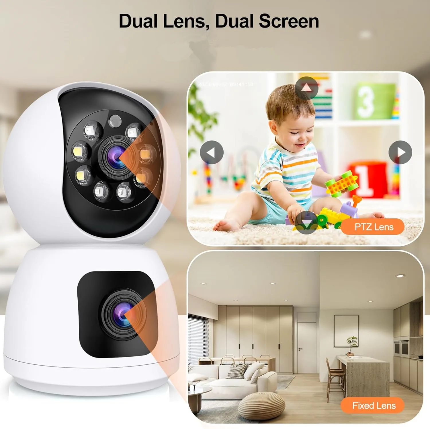 8MP Dual Lens 5G WIFI Camera Tuya Smart PTZ 4K HD Dual Screen Auto Tracking Indoor Wireless Security Video Surveillance Cameras