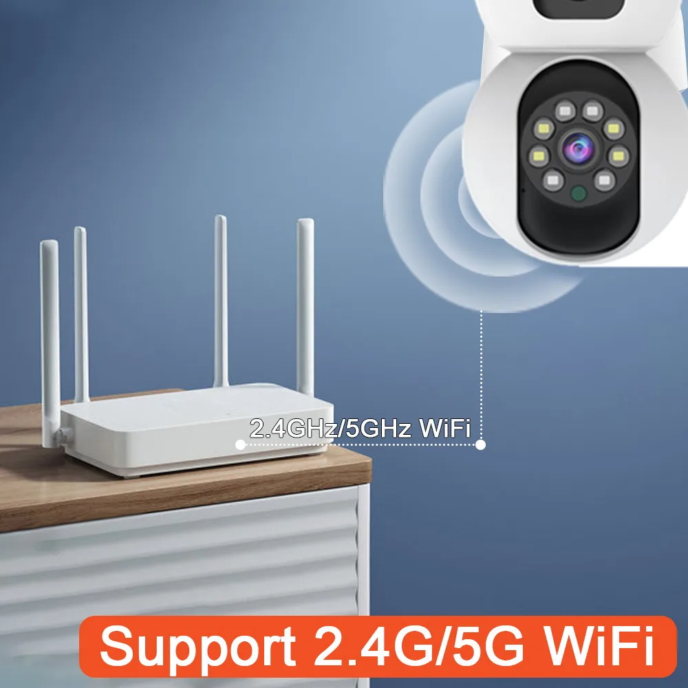 8MP Dual Lens 5G WIFI Camera Tuya Smart PTZ 4K HD Dual Screen Auto Tracking Indoor Wireless Security Video Surveillance Cameras