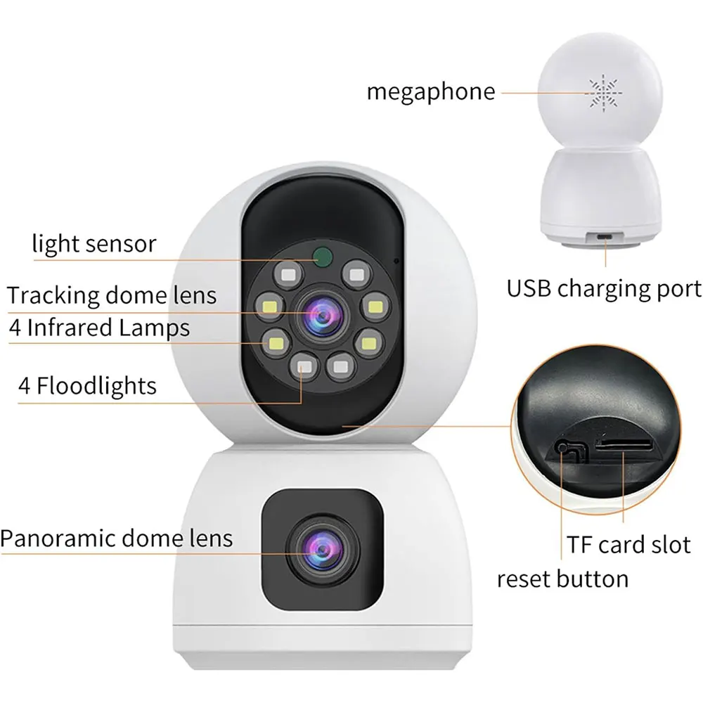 8MP Dual Lens 5G WIFI Camera Tuya Smart PTZ 4K HD Dual Screen Auto Tracking Indoor Wireless Security Video Surveillance Cameras
