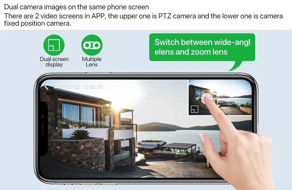 8MP Dual Lens 5G WIFI Camera Tuya Smart PTZ 4K HD Dual Screen Auto Tracking Indoor Wireless Security Video Surveillance Cameras