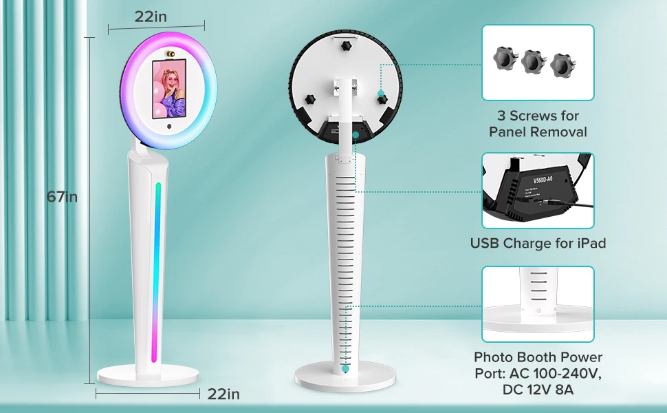 Selfie Stand Photo Booth Machine ipad Photobooth compatible for 10.2-12.9inch ipad Photo Booth Stand Machine for Party Wedding Selfie Stand Photo Booth Machine ipad Photobooth compatible for 10.2-12.9inch ipad Photo Booth Stand Machine for Party Wedding