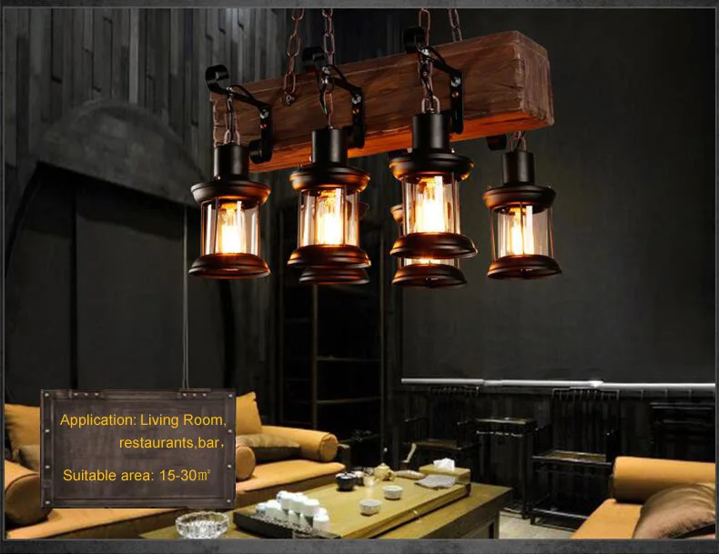 Industrial Style Design Retro Iron Chandelier Creative Restaurant Bar American Nostalgic Country Bar Cafe Boat Wood Pendent Lamp