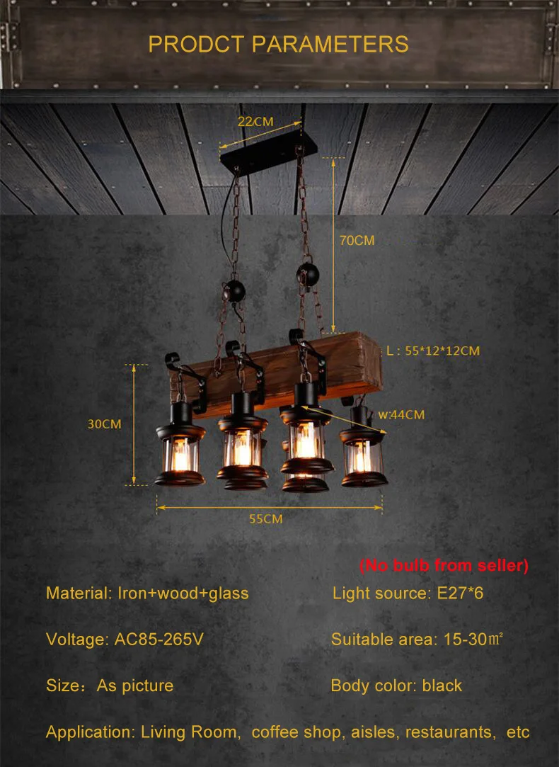 Industrial Style Design Retro Iron Chandelier Creative Restaurant Bar American Nostalgic Country Bar Cafe Boat Wood Pendent Lamp