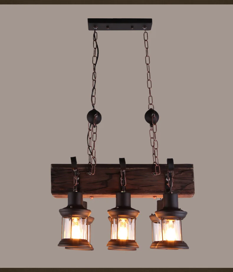 Industrial Style Design Retro Iron Chandelier Creative Restaurant Bar American Nostalgic Country Bar Cafe Boat Wood Pendent Lamp
