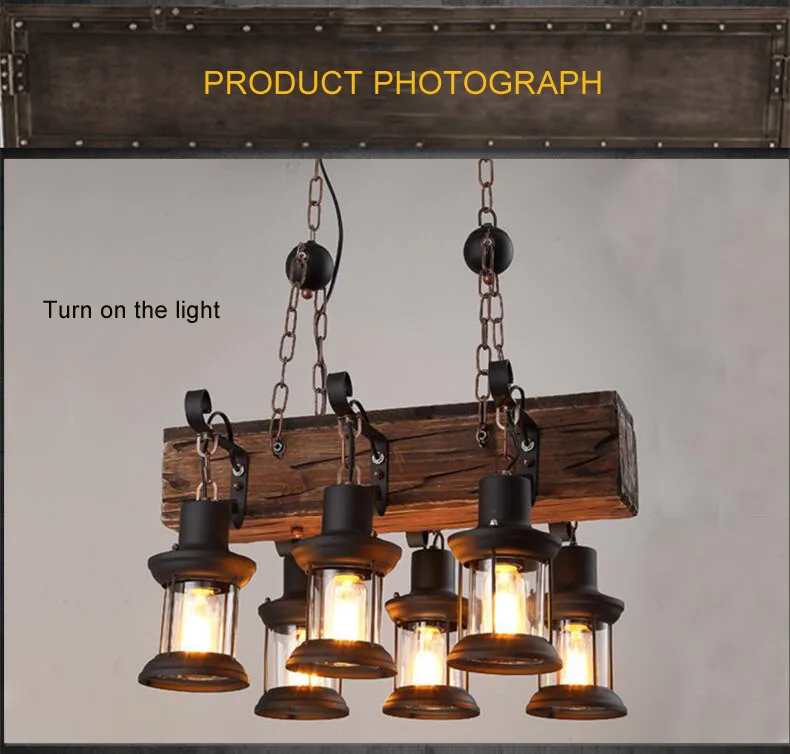 Industrial Style Design Retro Iron Chandelier Creative Restaurant Bar American Nostalgic Country Bar Cafe Boat Wood Pendent Lamp