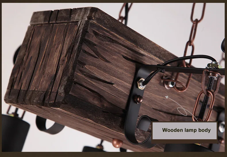 Industrial Style Design Retro Iron Chandelier Creative Restaurant Bar American Nostalgic Country Bar Cafe Boat Wood Pendent Lamp