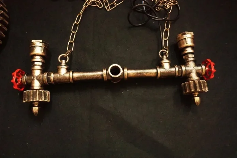 Vintage Loft Pendant Lamps Gear Clain Lights Water Pipe Arm Bar Restaurant Industry Wind Cafe Living Room Dining  Stair Lamp