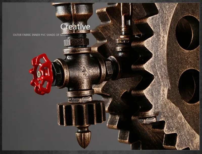 Vintage Loft Pendant Lamps Gear Clain Lights Water Pipe Arm Bar Restaurant Industry Wind Cafe Living Room Dining  Stair Lamp