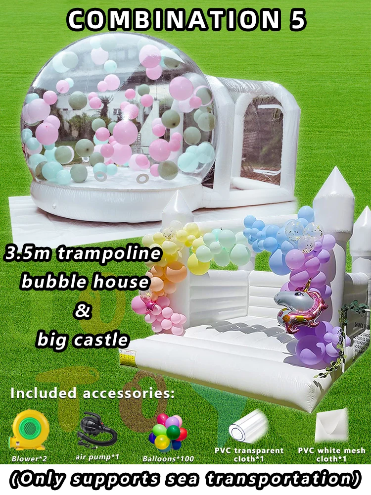 JOLLY TOYS Balloon inflatable bubble house with trampoline and transparent dome PVC material  with blower