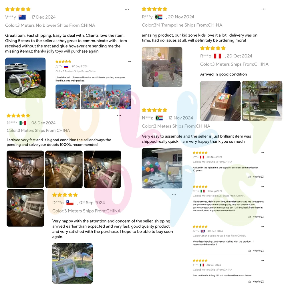 JOLLY TOYS Balloon inflatable bubble house with trampoline and transparent dome PVC material  with blower