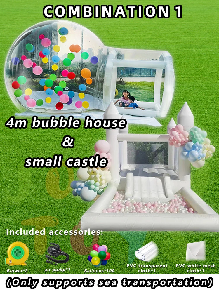 JOLLY TOYS Balloon inflatable bubble house with trampoline and transparent dome PVC material  with blower