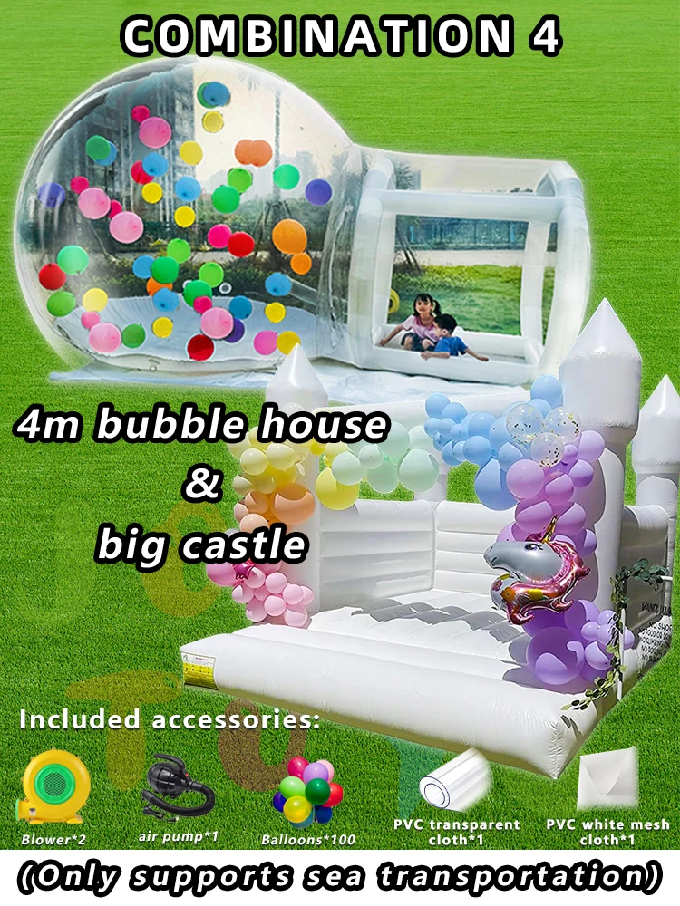 JOLLY TOYS Balloon inflatable bubble house with trampoline and transparent dome PVC material  with blower