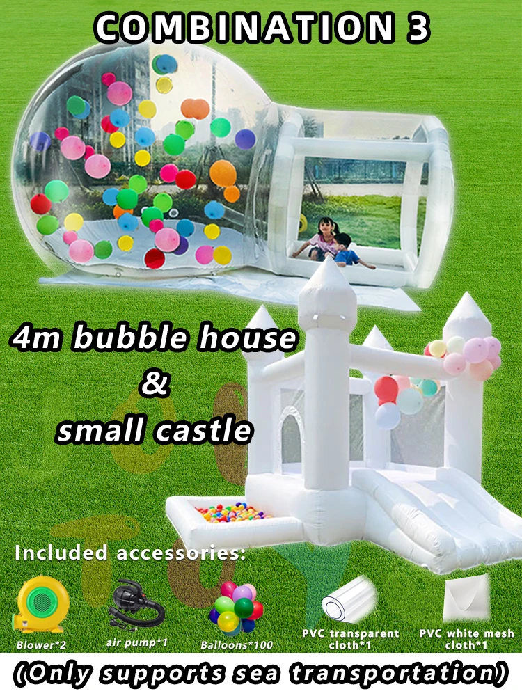 JOLLY TOYS Balloon inflatable bubble house with trampoline and transparent dome PVC material  with blower