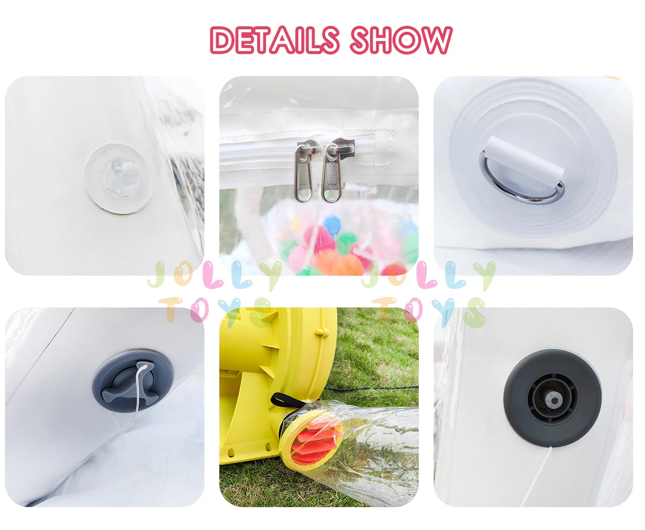 JOLLY TOYS Balloon inflatable bubble house with trampoline and transparent dome PVC material  with blower