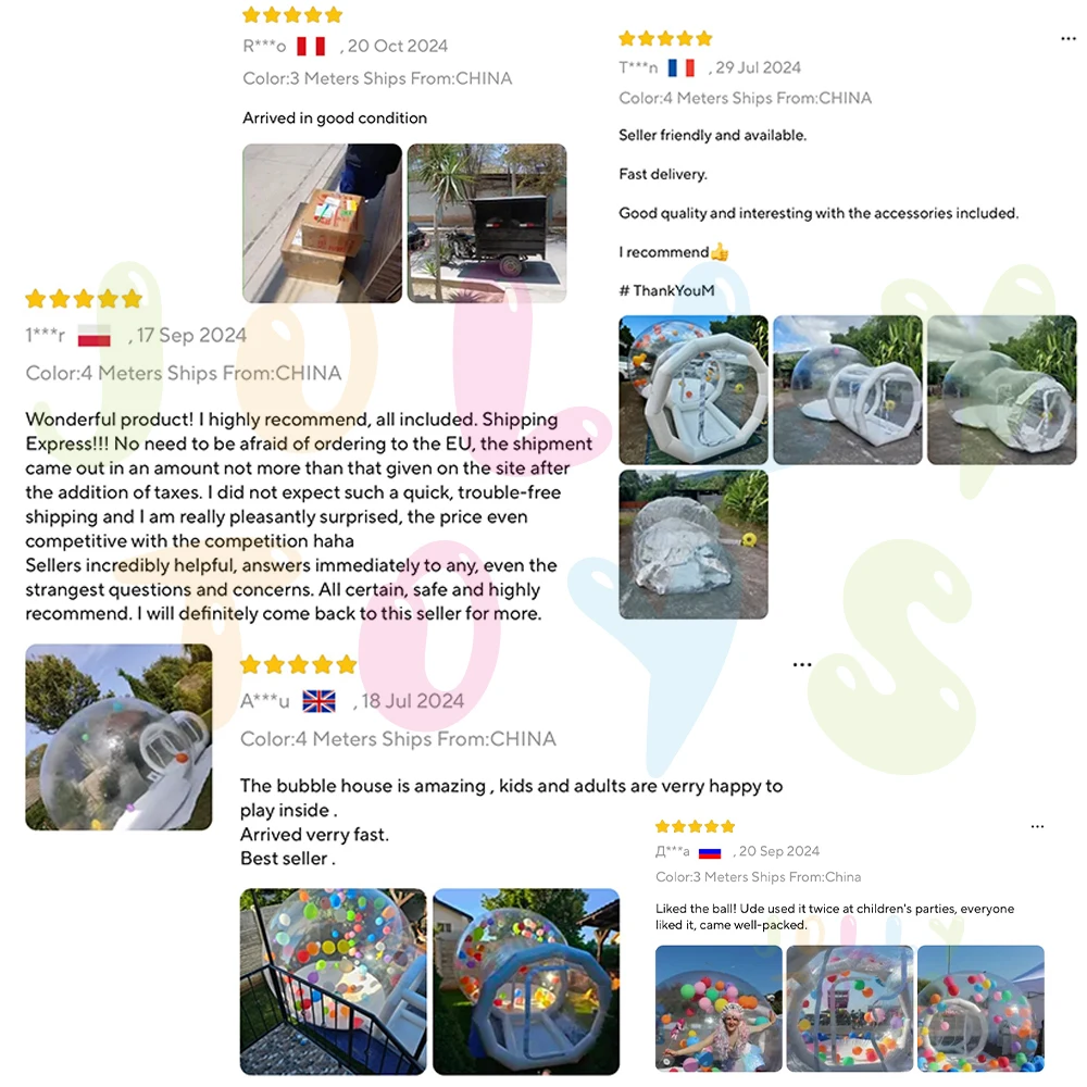 JOLLY TOYS Balloon inflatable bubble house with trampoline and transparent dome PVC material  with blower