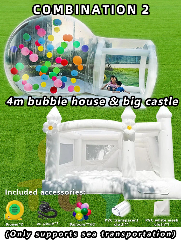 JOLLY TOYS Balloon inflatable bubble house with trampoline and transparent dome PVC material  with blower