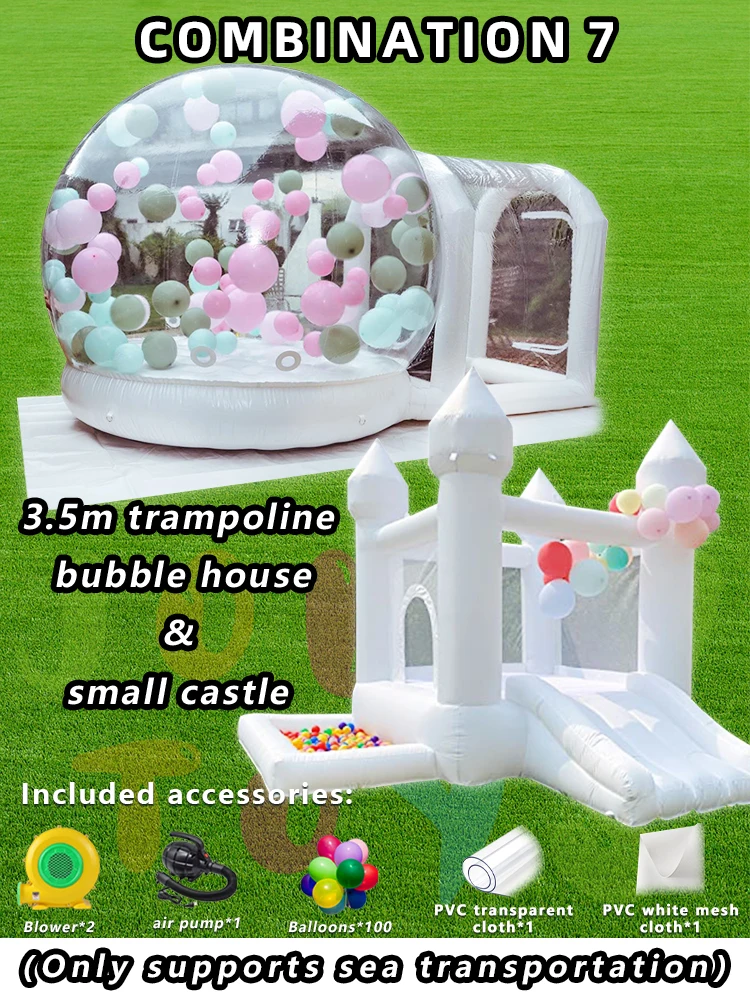 JOLLY TOYS Balloon inflatable bubble house with trampoline and transparent dome PVC material  with blower