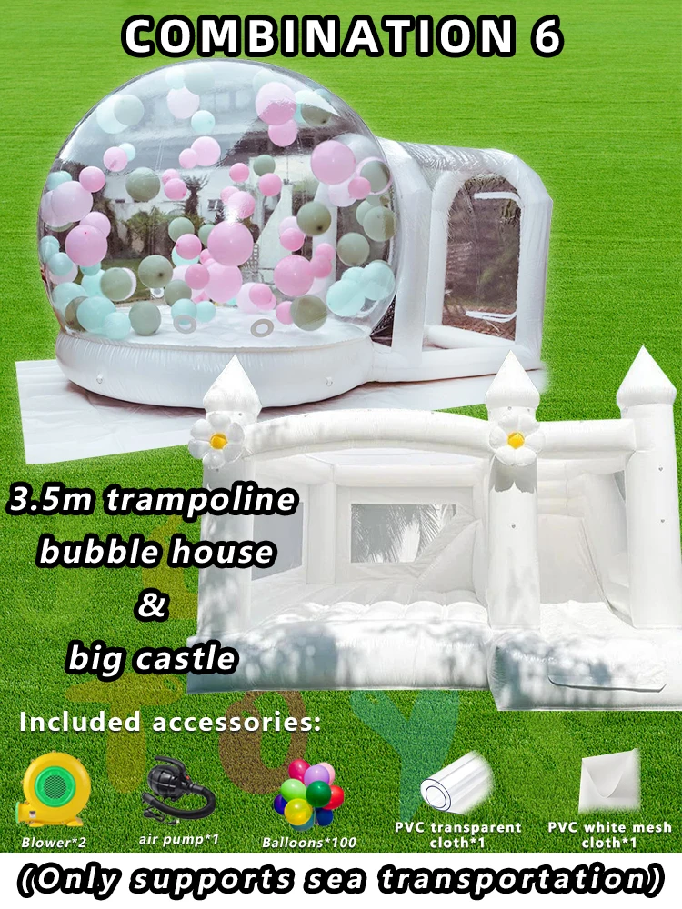 JOLLY TOYS Balloon inflatable bubble house with trampoline and transparent dome PVC material  with blower