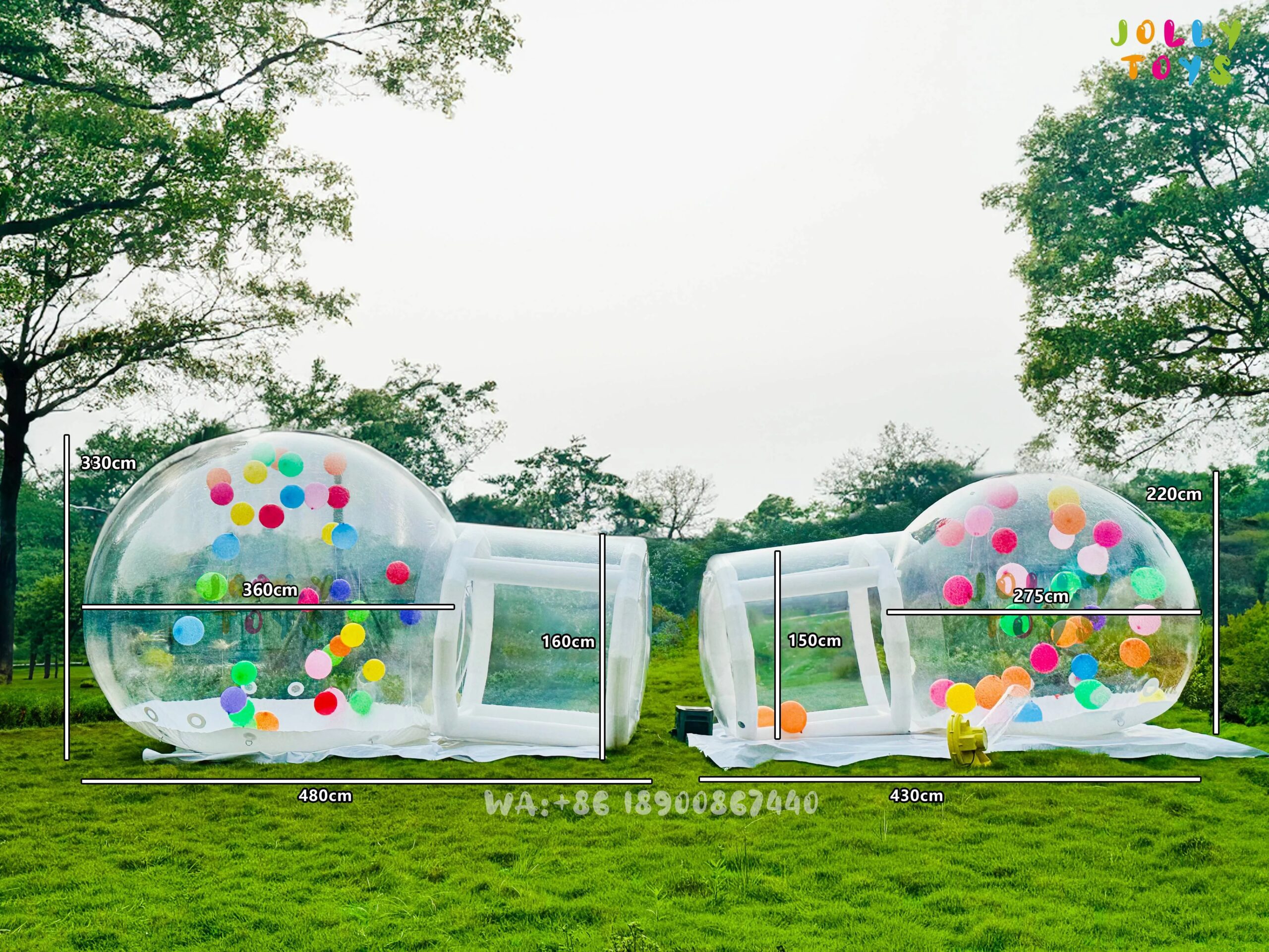JOLLY TOYS Balloon inflatable bubble house with trampoline and transparent dome PVC material  with blower