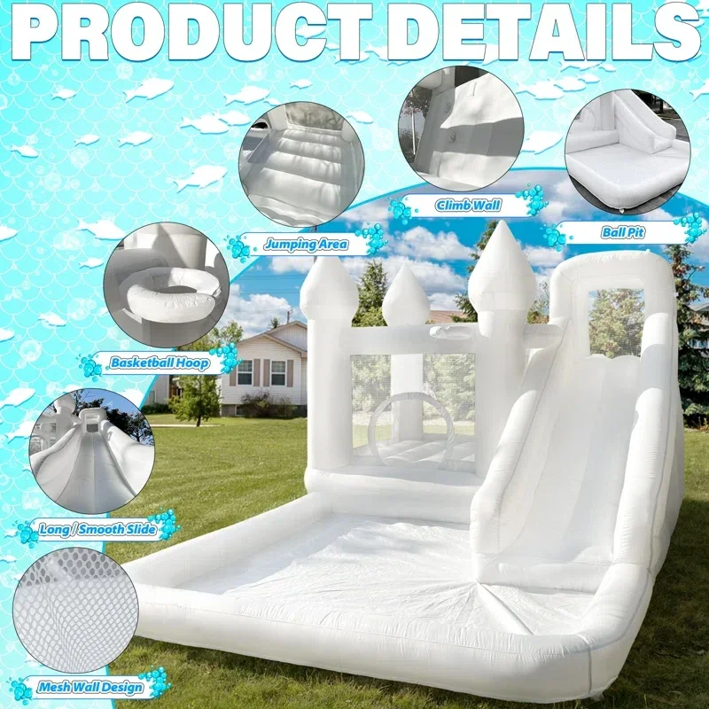 White Grade Bounce House With Slide Inflatable Water Slide Jumping Castle Kids Pool Ball Pit Children Summer Water Play Outdoor White Grade Bounce House With Slide Inflatable Water Slide Jumping Castle Kids Pool Ball Pit Children Summer Water Play Outdoor