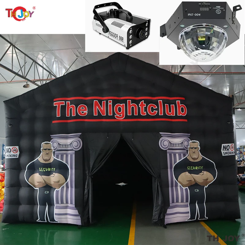 7x5m Disco Light N Fog Machine Black Cube Blow Up Bar Tent Inflatable Nightclub Portable Inflatable Party Tent Free Air Shipping
