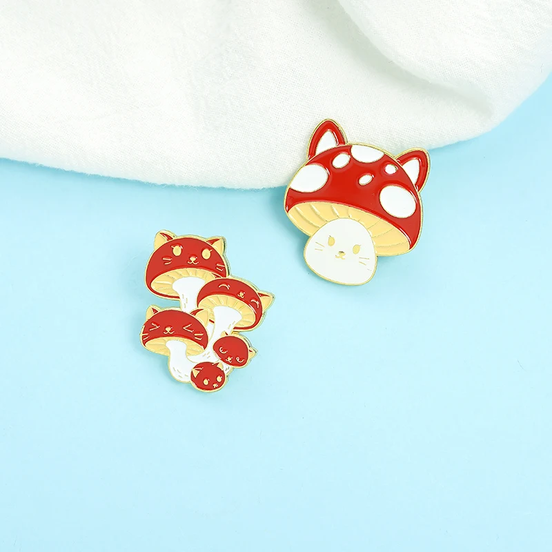 Anime Red Mushroom Enamel Pin Badge Cute Face Plant Brooches for Women Girl Cartoon Backpacks Lapel Pins Jewelry Gift Wholesale