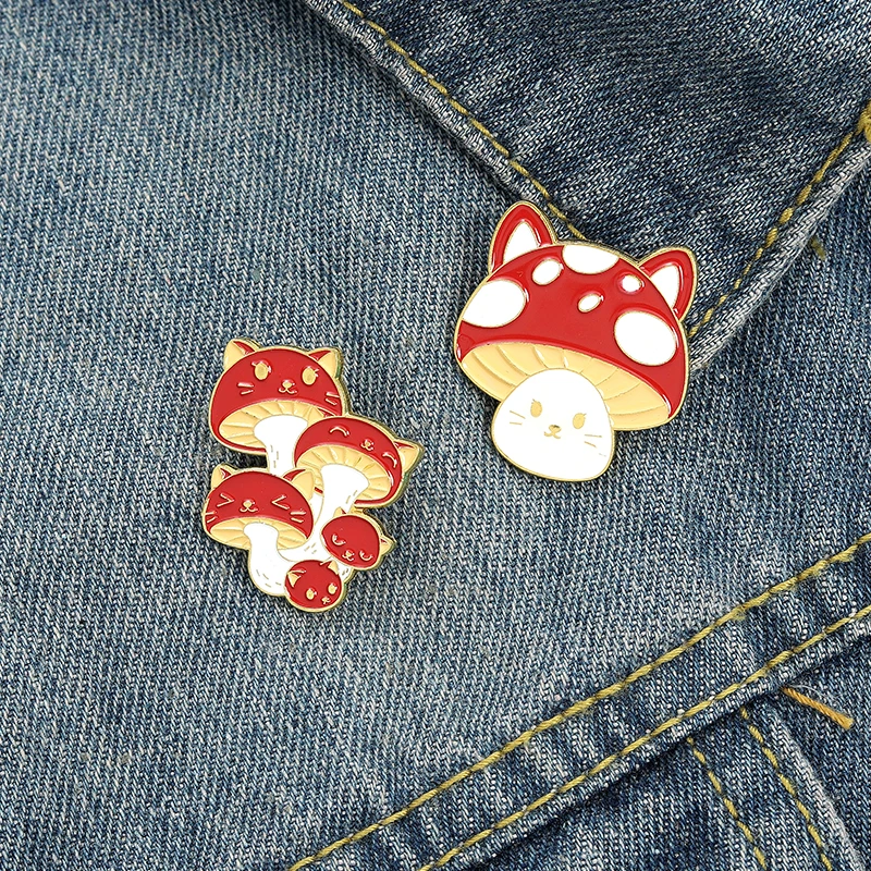 Anime Red Mushroom Enamel Pin Badge Cute Face Plant Brooches for Women Girl Cartoon Backpacks Lapel Pins Jewelry Gift Wholesale