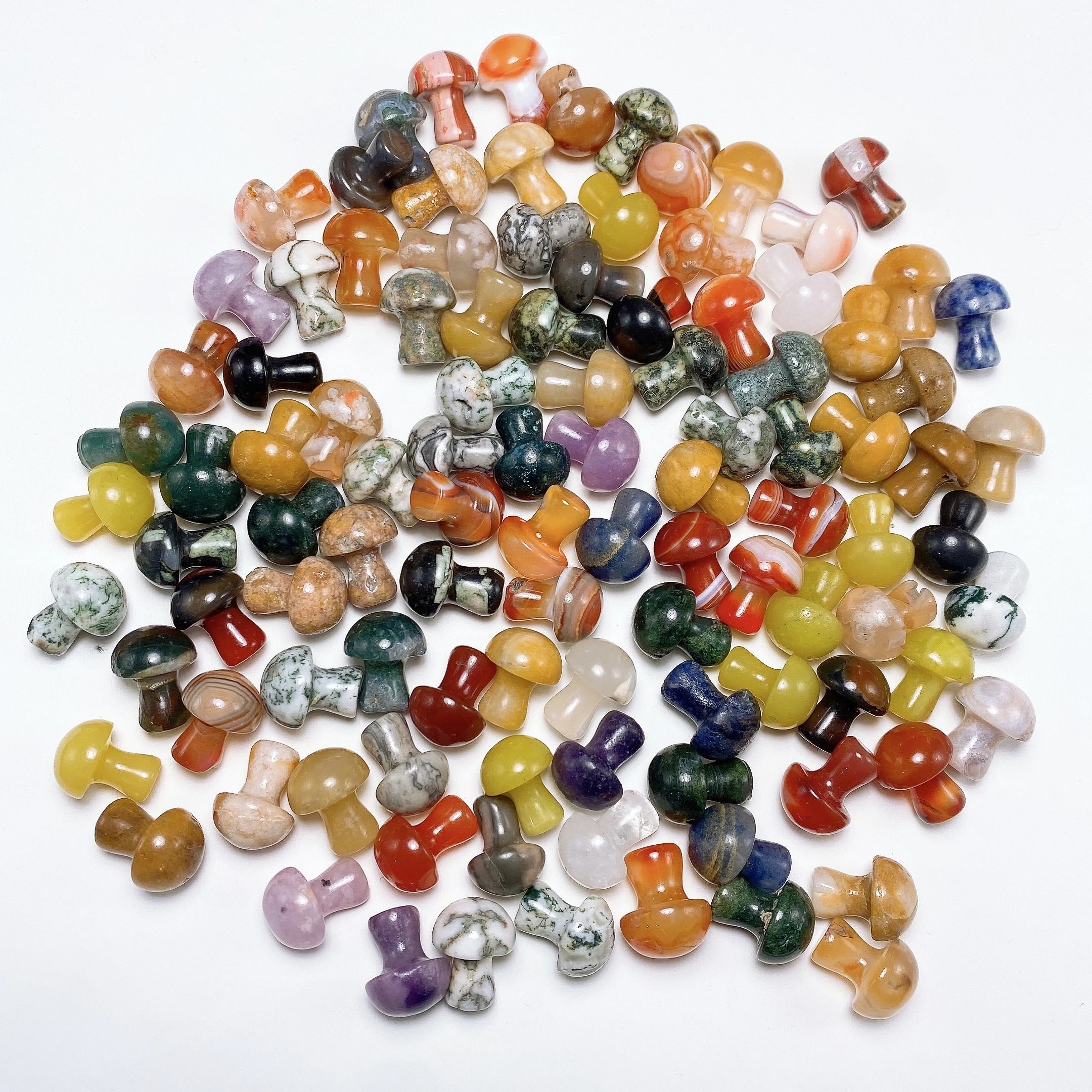 20mm Natural Mini Mushroom Crystal Quartz Statue Carved Mineral Reiki Healing Desktop Decoration Aquarium Home Graden Decoration