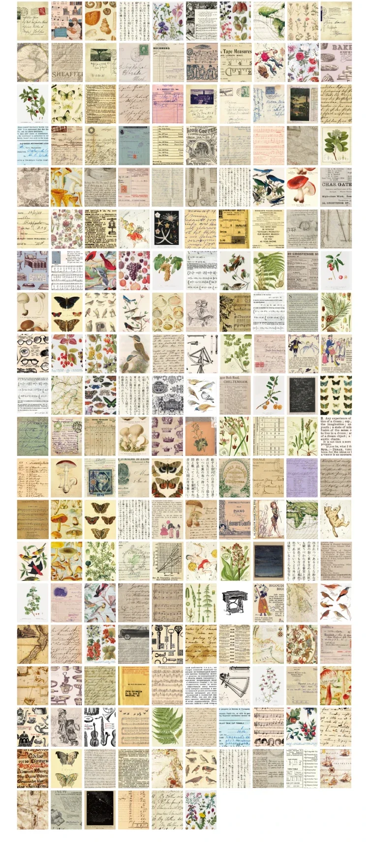 366pcs Scrapbook Paper Craft Vintage Scrapbooking Paper Art Junk Journal Supplies Deco Sticker Natural Collection Material Paper