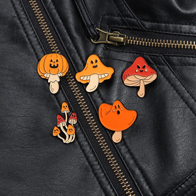 Cartoon Halloween Pumpkin Mushroom Enamel Pins Ghost Brooches Jacket Clothing Backpack Badges Custom Jewelry Gift For Kids