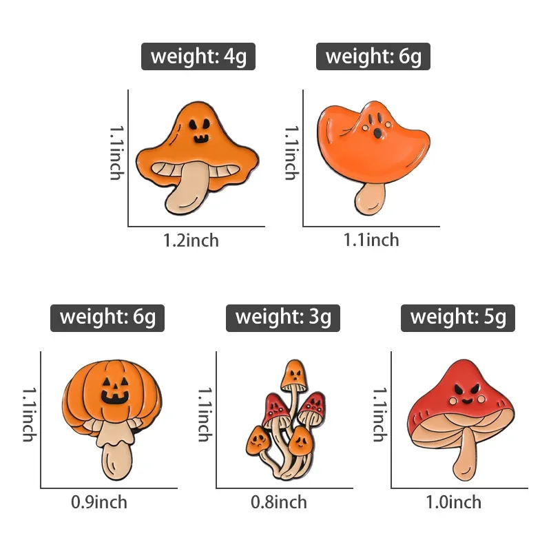 Cartoon Halloween Pumpkin Mushroom Enamel Pins Ghost Brooches Jacket Clothing Backpack Badges Custom Jewelry Gift For Kids