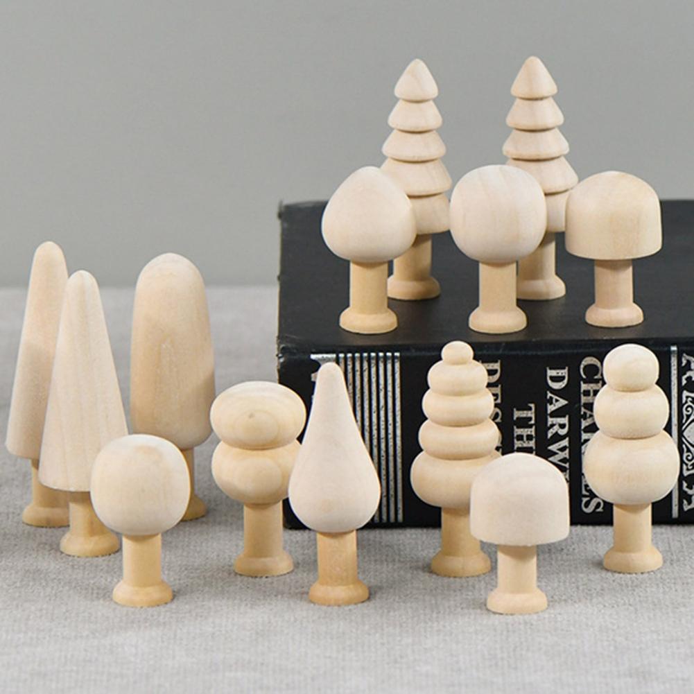 10Pcs/Set Unfinished Wooden Miniature Tree Painted Crafts Peg Dolls Wood Ornaments DIY Round Corners Kids Toy Mushroom Ornaments 10Pcs/Set Unfinished Wooden Miniature Tree Painted Crafts Peg Dolls Wood Ornaments DIY Round Corners Kids Toy Mushroom Ornaments