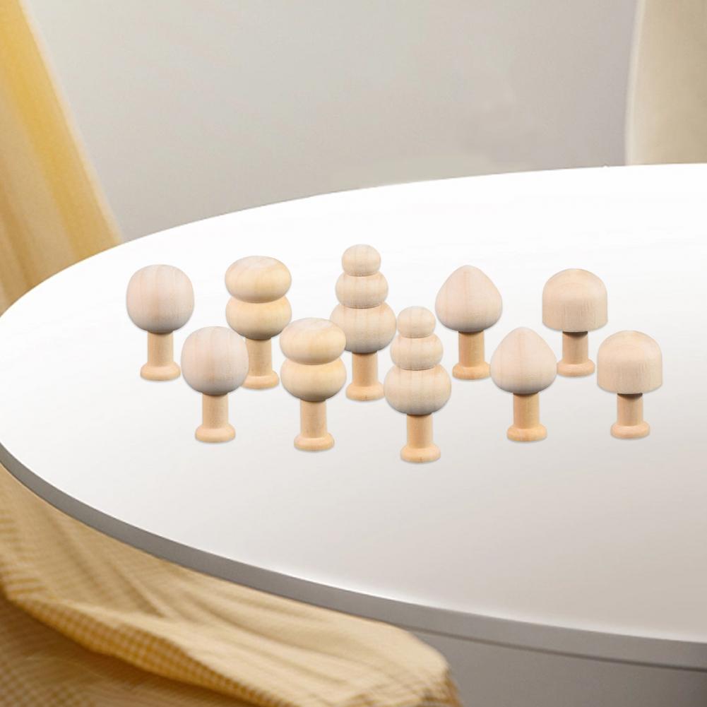 10Pcs/Set Unfinished Wooden Miniature Tree Painted Crafts Peg Dolls Wood Ornaments DIY Round Corners Kids Toy Mushroom Ornaments 10Pcs/Set Unfinished Wooden Miniature Tree Painted Crafts Peg Dolls Wood Ornaments DIY Round Corners Kids Toy Mushroom Ornaments