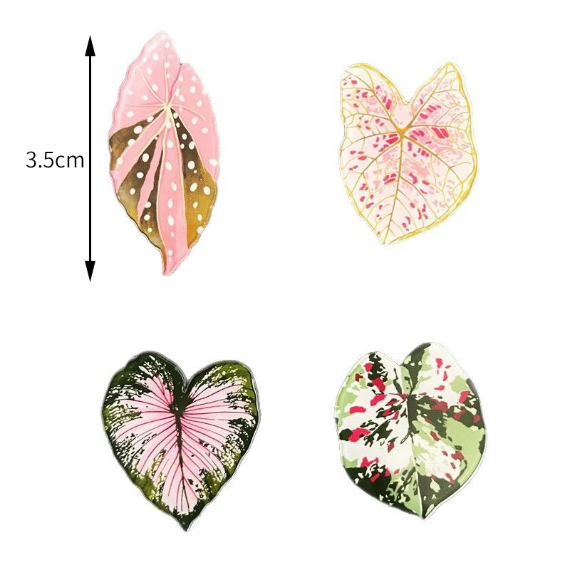 12/24pcs Cute Begonia Monstera Refrigerator Magnets, Kawaii Tropical Plants Refrigerator Magnets, Whiteboard Stickers